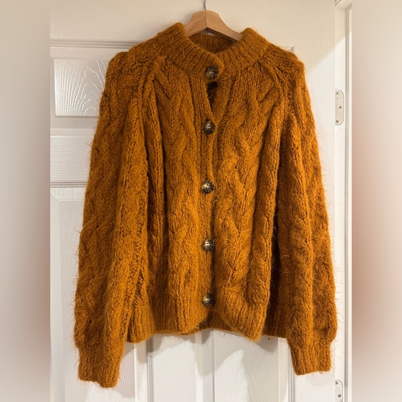 Doen Adelina Cardigan In Bright Pumpkin - Picture 6 of 8